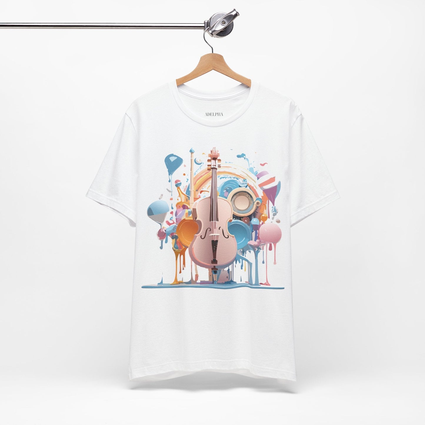 Music Graphic Unisex 100 Cotton Vintage Art with Musical Elements Tee 80
