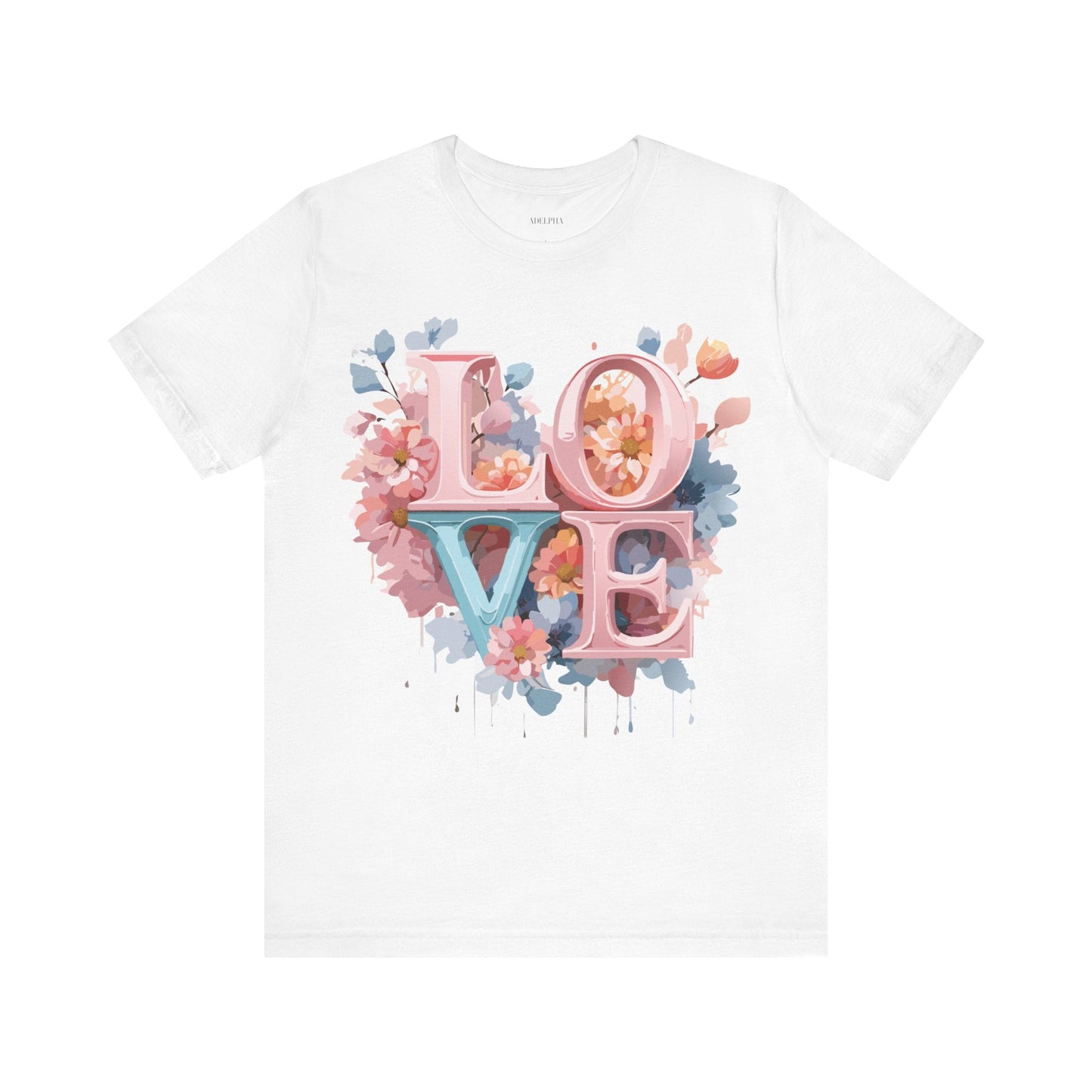 Valentine Day Graphic Unisex 100 Cotton Vintage Artwork with Love and Flower Design Tee 57