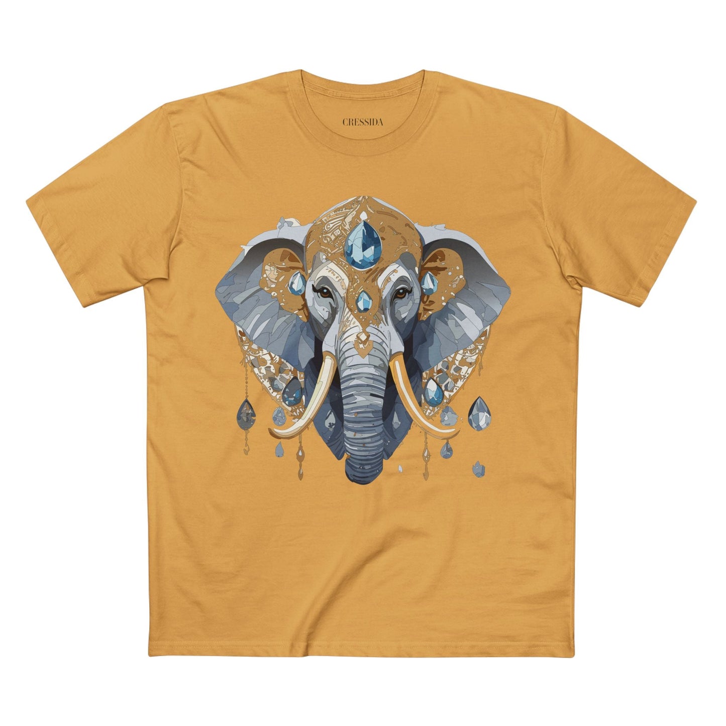 Elephant Graphic Unisex 100 Cotton Tee With Unique Animal Golden Medallion Art Design 36