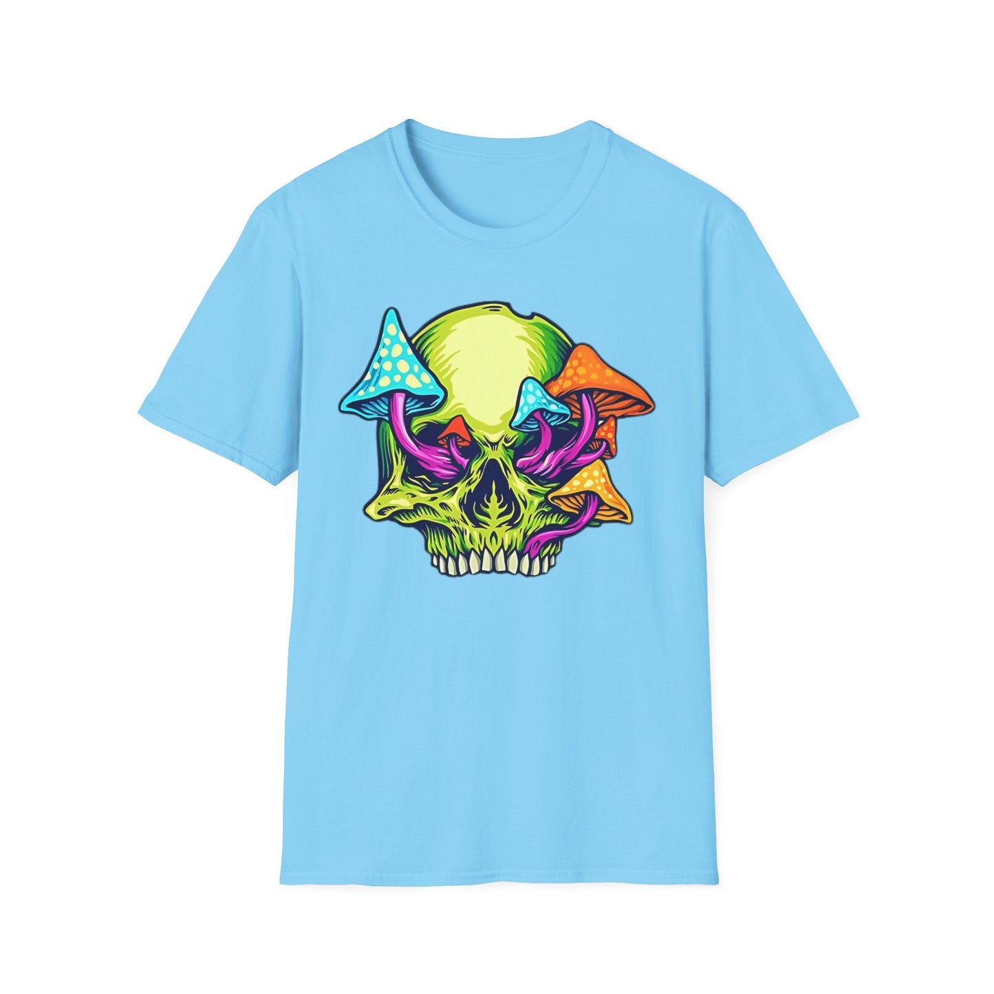 Unisex Skull Tee Shirt With Skeleton Art Design Gildan Softstyle 64000 100 Percent Ring Spun Cotton