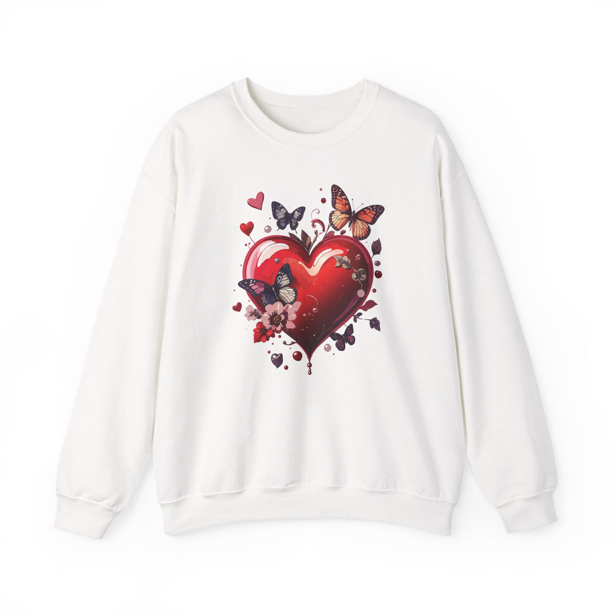 Big Red Heart Graphic Valentine's Day Sweatshirt Unisex 50/50 Cotton-Poly Sweatshirt w84