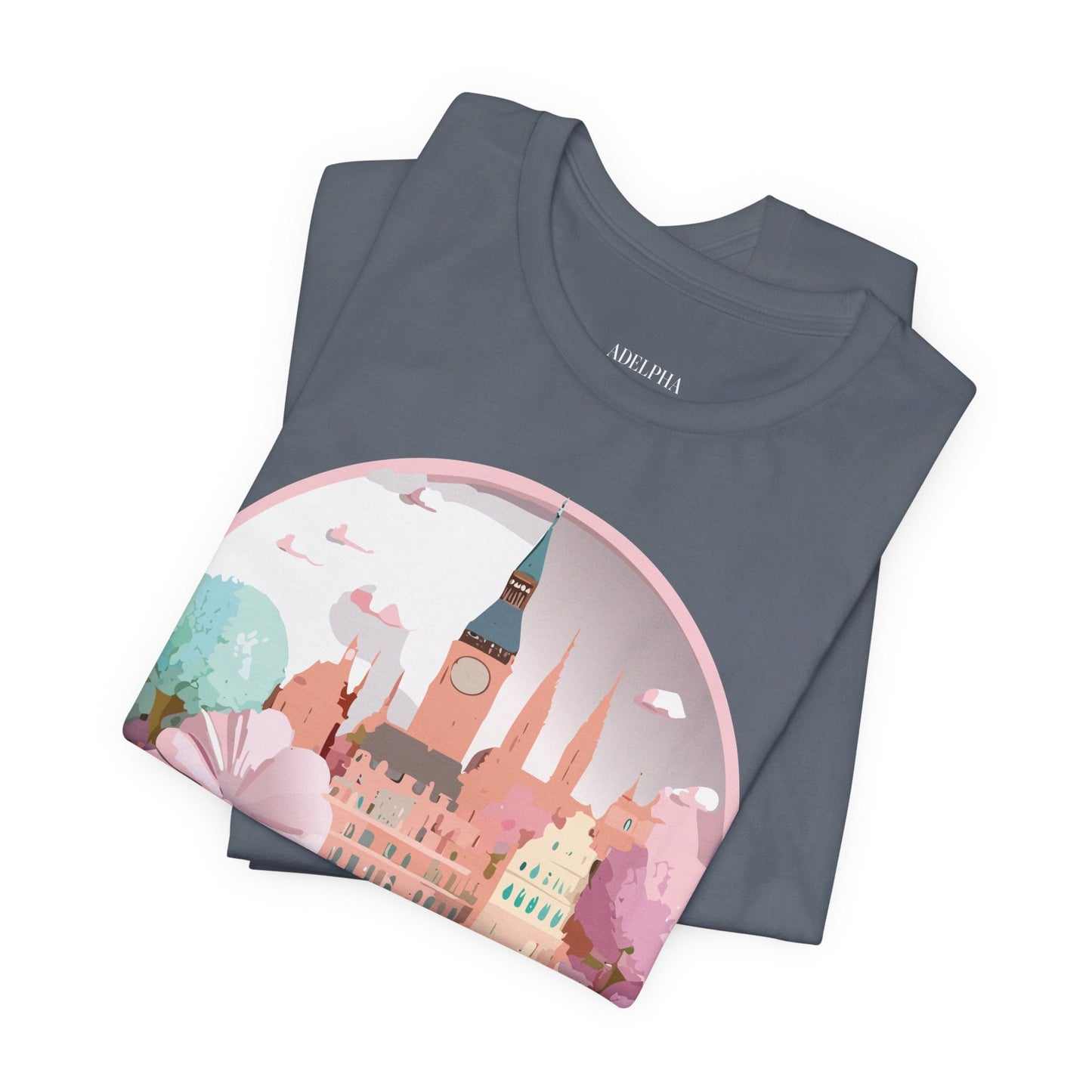 Prague Tourist Graphic Tee by Adelpha Unisex Vintage Style Short Sleeve Shirt Collection