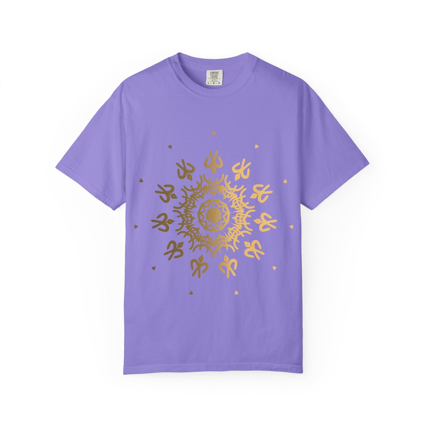 Unisex Garment Dyed Cotton T-Shirt with Mandala Graphic Design