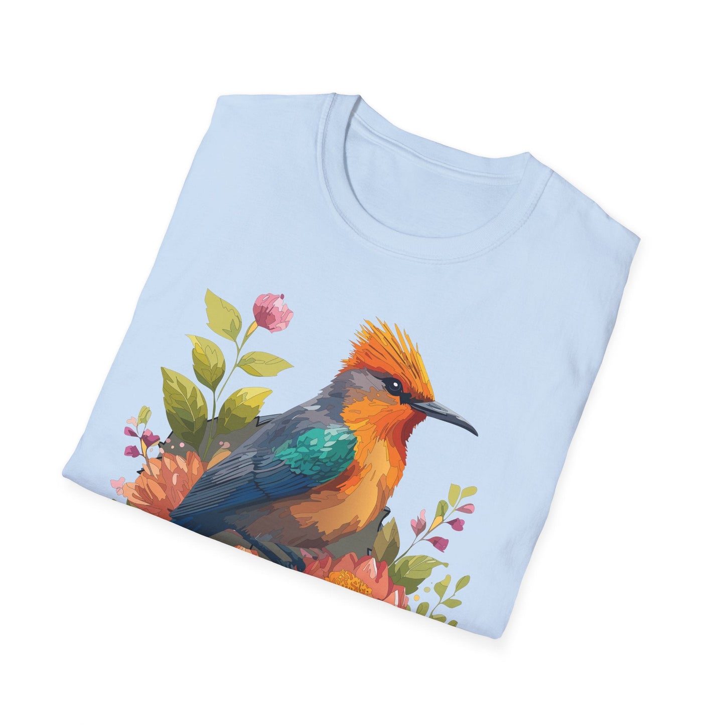 Floral Bird T Shirt For Unisex Wear Gildan Softstyle 64000 100 Percent Cotton Tee