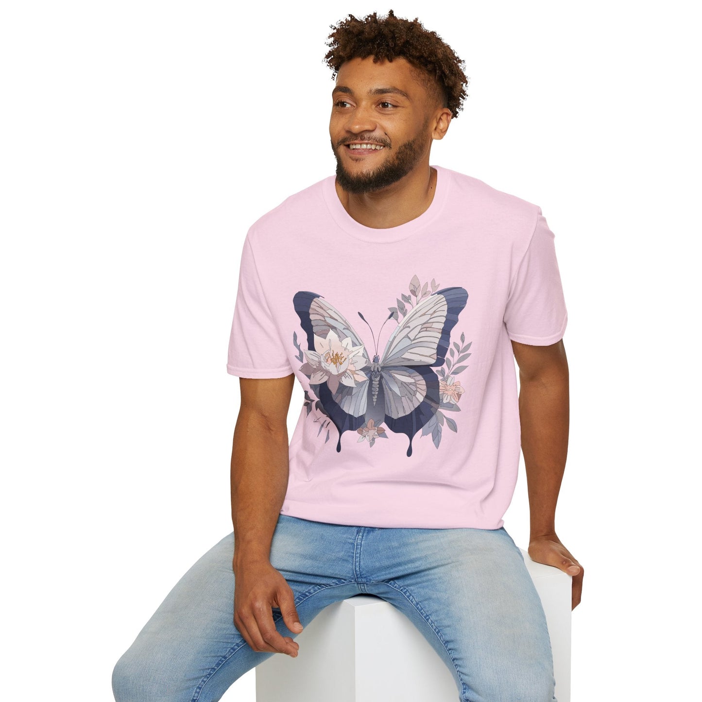 Butterfly T Shirt Unisex Monarch Print Softstyle Cotton Tee for Everyday Comfort