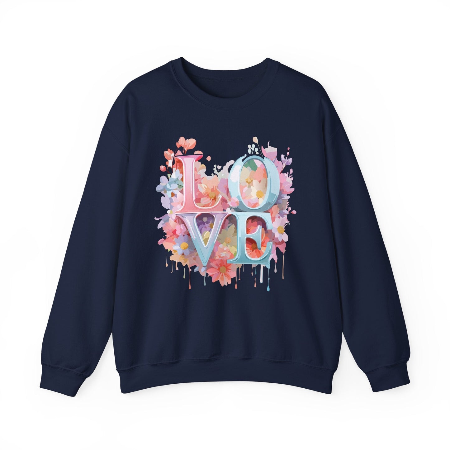 Floral Love Sweatshirt Unisex Valentines Day Crewneck Gildan 18000 50 Cotton 50 Polyester