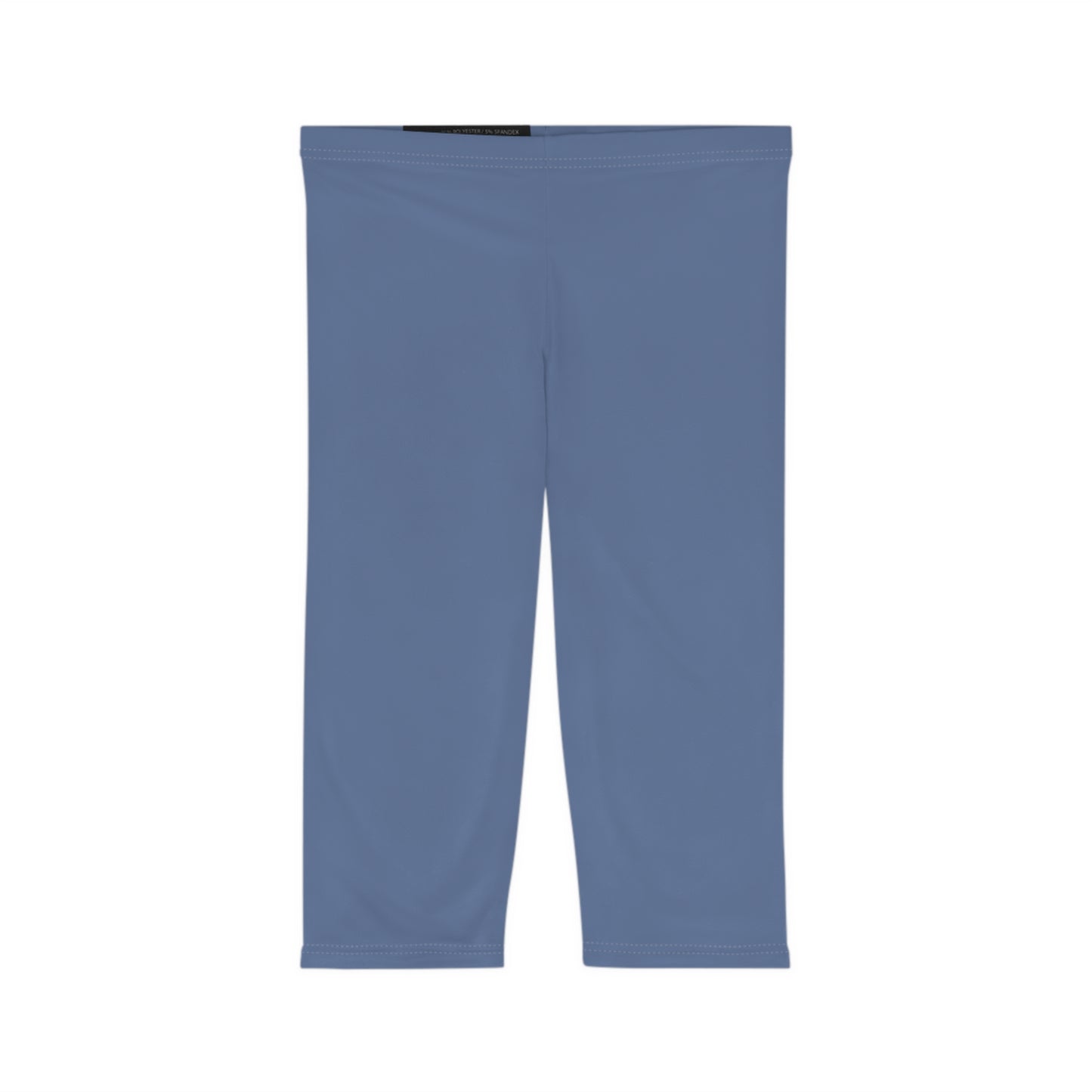 Derby Blue Color Women's Brushed Suede Poly Span Casual Capri Leggings XS-2XL
