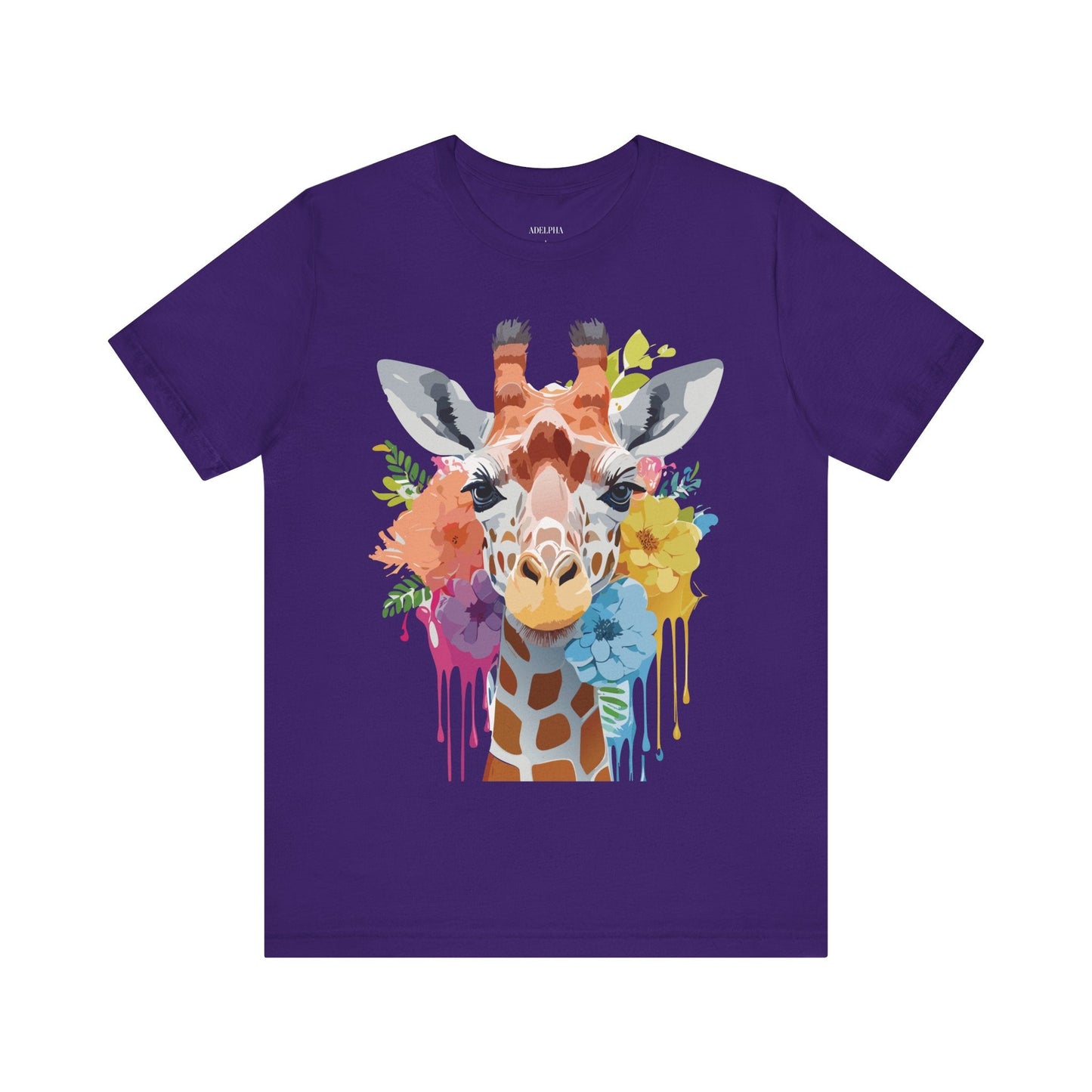 Giraffe Graphic Tee By Adelpha Unisex Vintage Inspired Art Design Short Sleeve Jersey Shirt