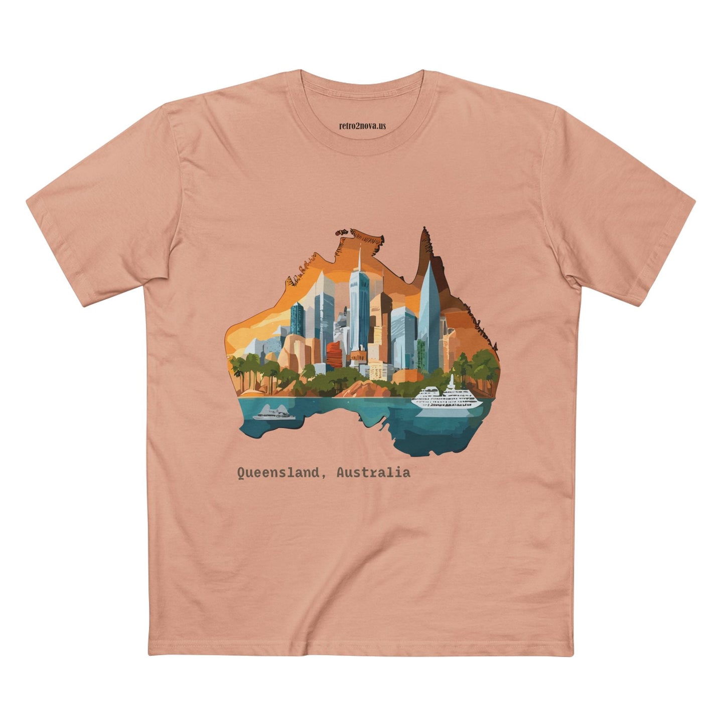Retro2Nova Australia Travel Shirt Unisex Premium Cotton Tee With Original Art Design