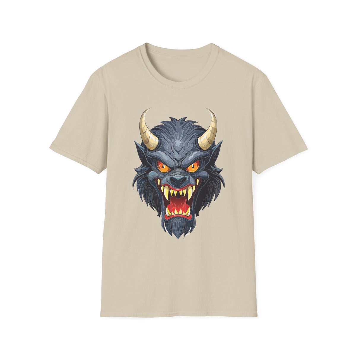 Demonic Wolf Monster Graphic T-Shirt Cartoon Graphic Tee Unisex 100 Cotton Gildan T-Shirt