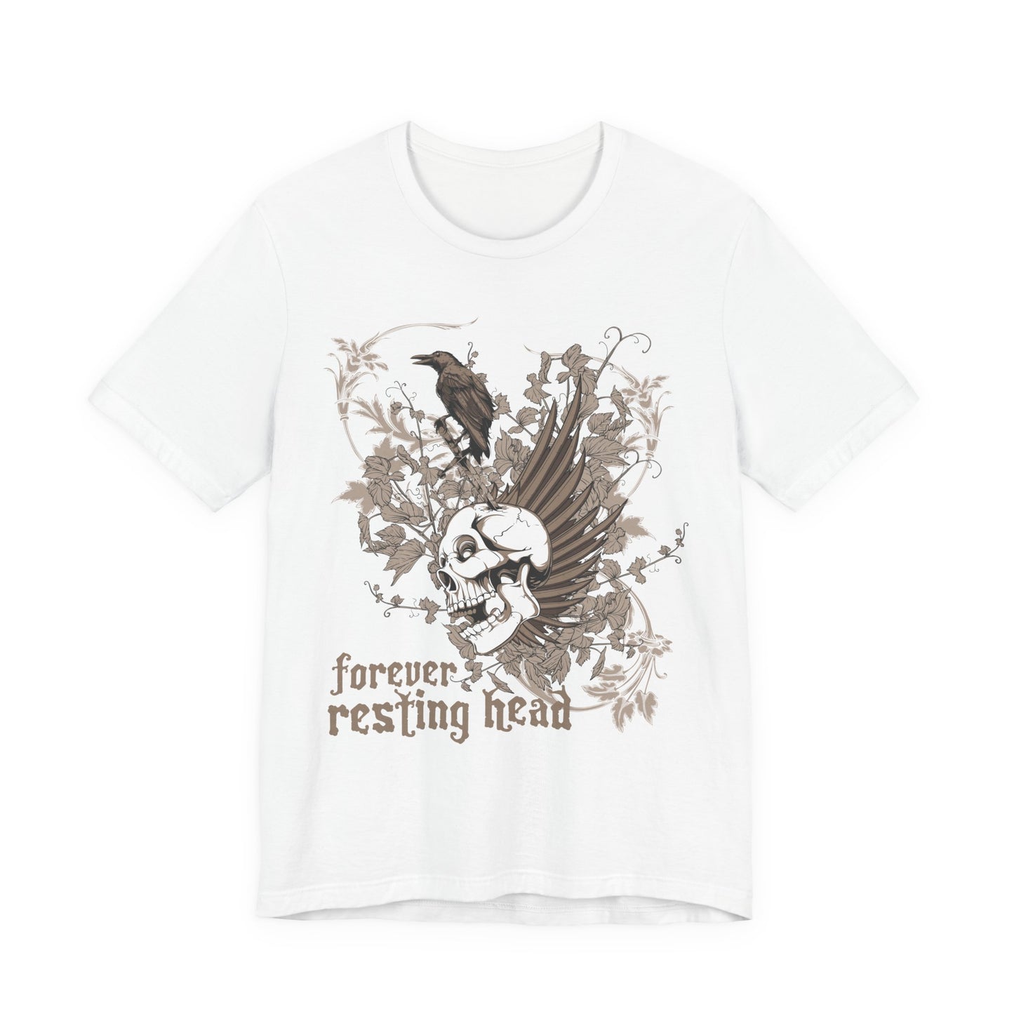 Forever Resting Head Tee, Edgy Graphic Shirt, Music T-Shirt, Gothic Tees, Skull Shirt, Art Design Tee, Skull Graphic Top