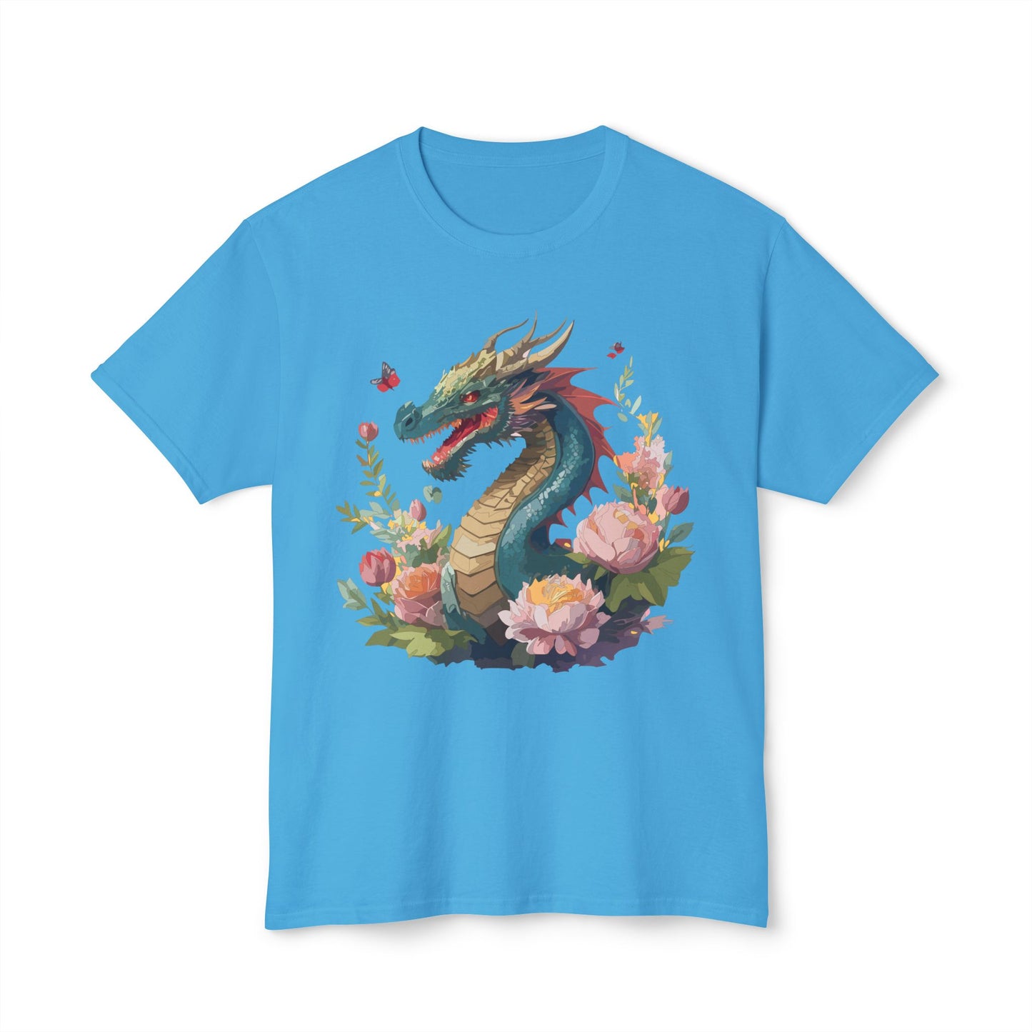Dragon T-Shirt, Vintage Dragon Tee, Floral Tees, Dragon Art Design Shirt, Tee Shirt with Dragon 8