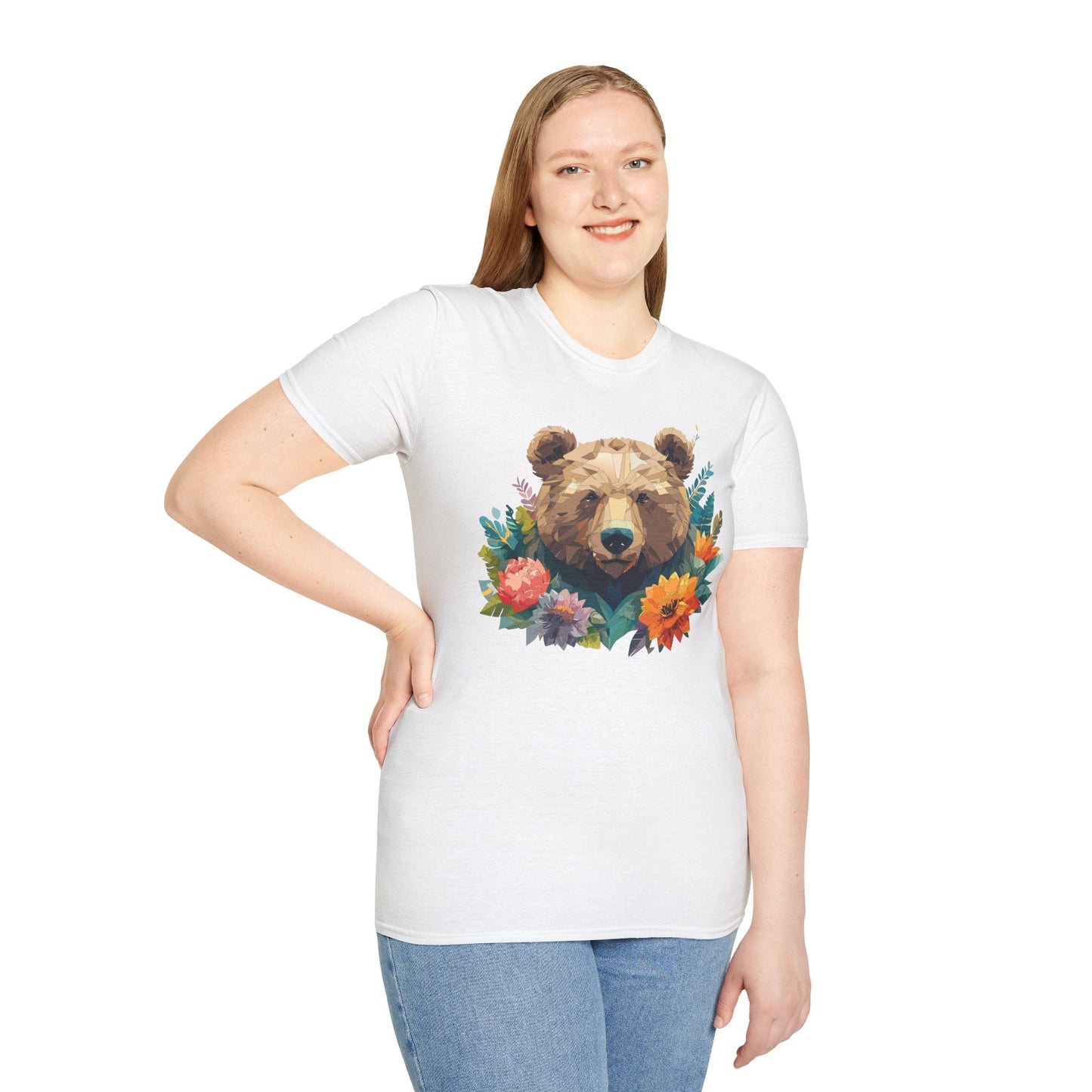 Bear T Shirt Unisex Softstyle Tee 100 Percent Ring Spun Cotton Gildan 64000 Comfortable
