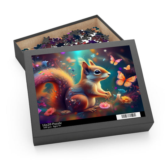 Puzzles-59 Kids Squirrel Puzzle 500-Piece  Floral Squirrel Puzzle 500-Piece, Animals Kids Puzzles Size: 16" x 20",  Ages 9+