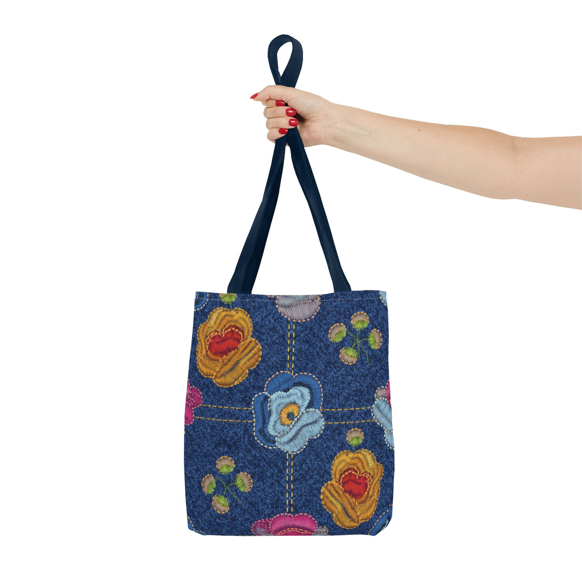 Denim Fabric Imitation Print Unisex Canvas Bag Poly Spun 3 Sizes Tote Bag 159-5