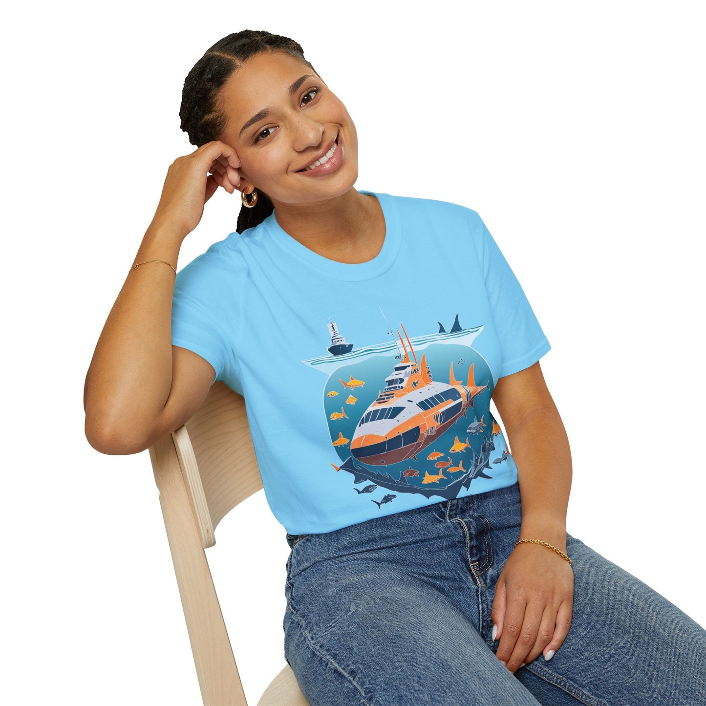 Ocean Tee Shirt Unisex Short Sleeve Gildan Softstyle 64000 Premium Comfort Ocean Artwork