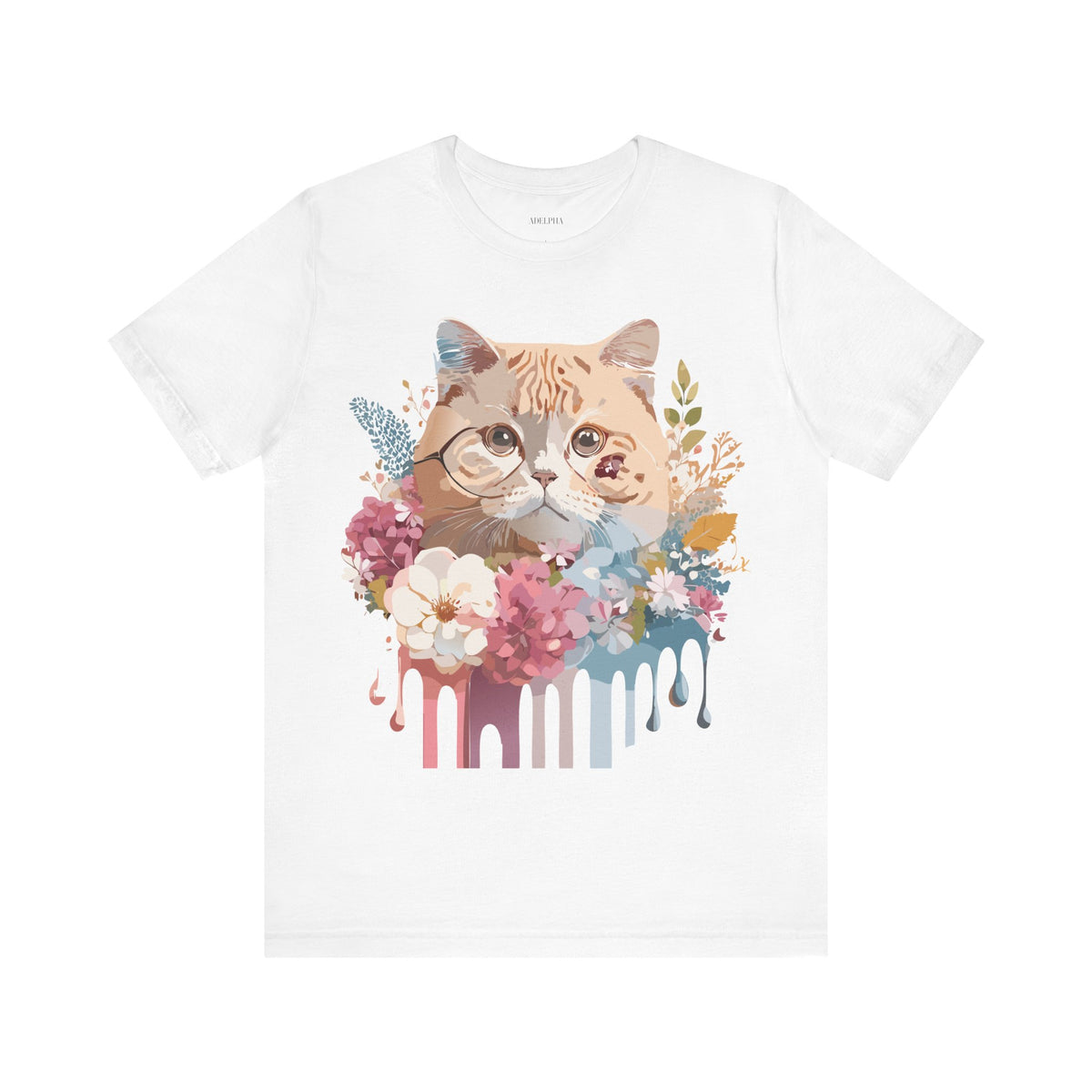 Cat Graphic Unisex Cotton Bella+Canvas Tee with Art Animal Design d05