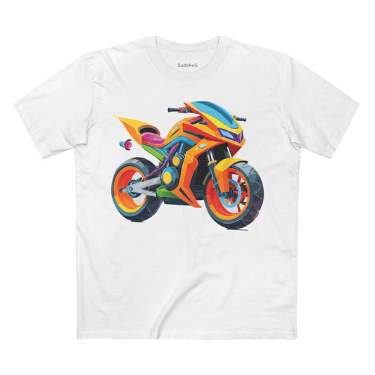 Moto Bike Graphic Unisex 100 Cotton Staple Tee 3
