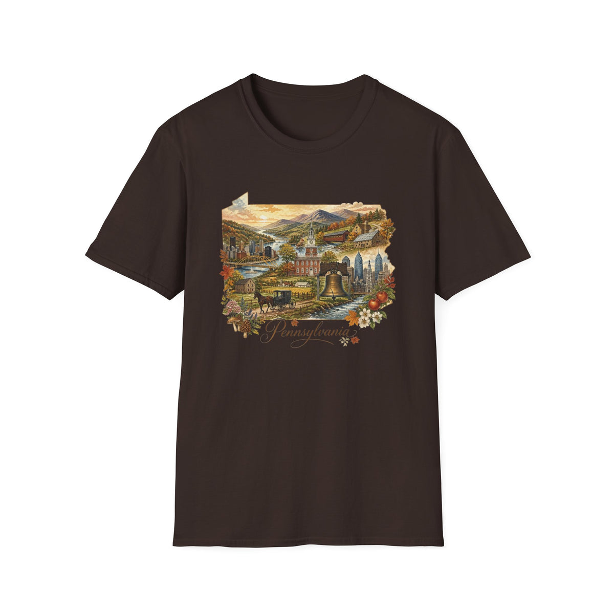 Pennsylvania State Travel Tourist Graphic Design Unisex 100 Cotton Gildan T-Shirt