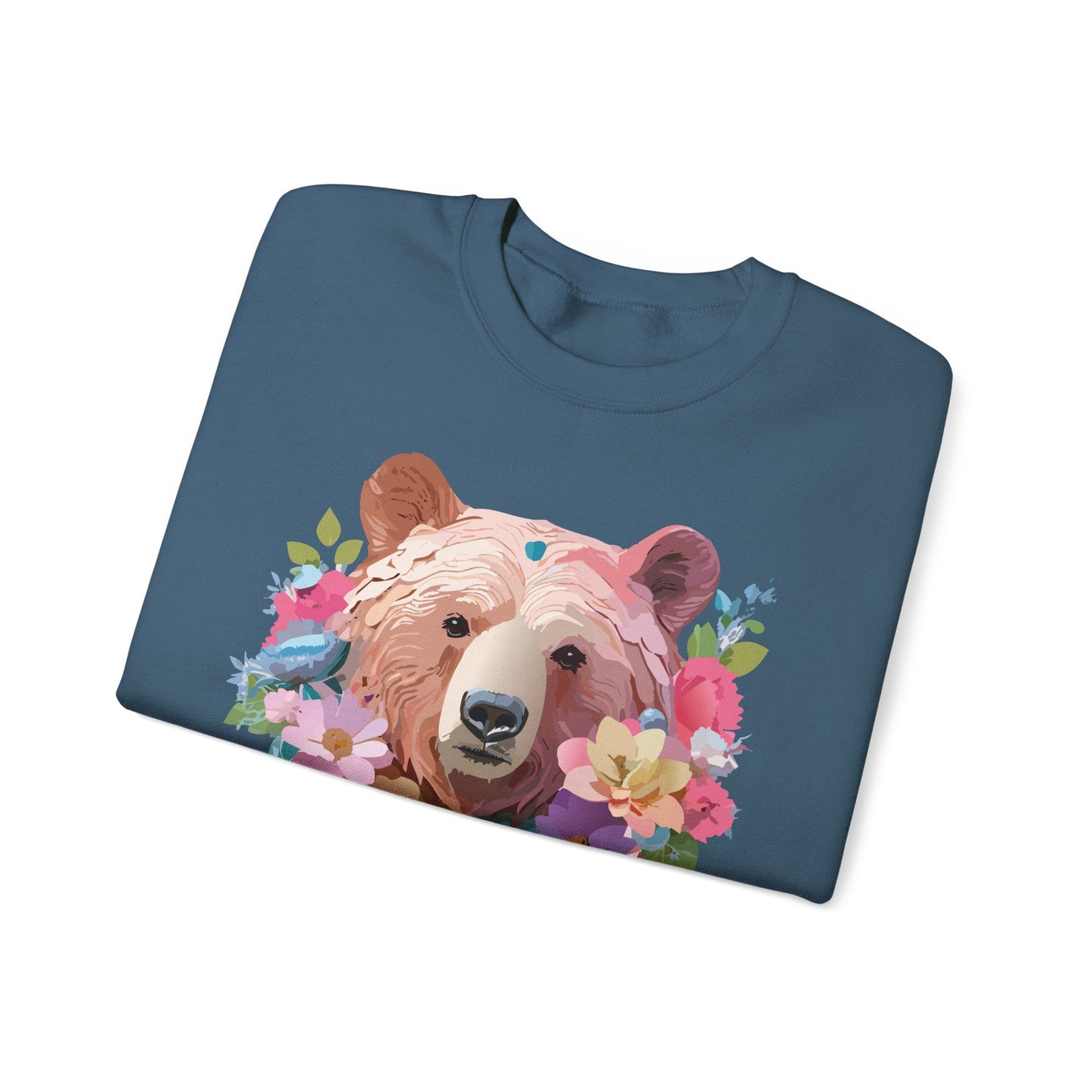 Unisex Floral Bear Sweatshirt Art Design Animals Print Gildan 18000