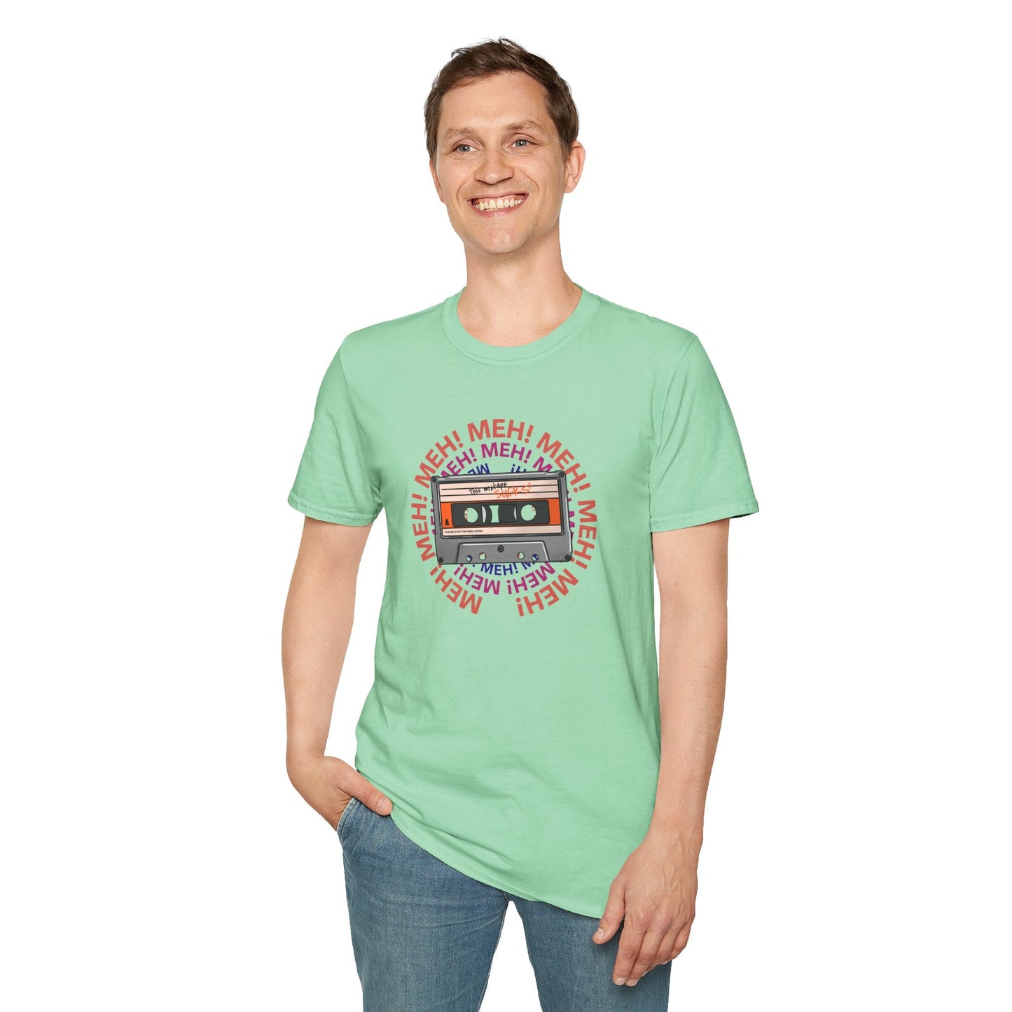 Cassette Tape Meh Graphic T-Shirt Unisex Cotton Retro Funny Music Tee