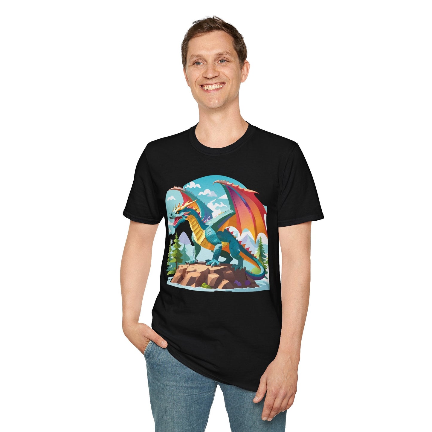 Dragon Graphic Unisex Cotton Softstyle Art Design Tee With Animals 23