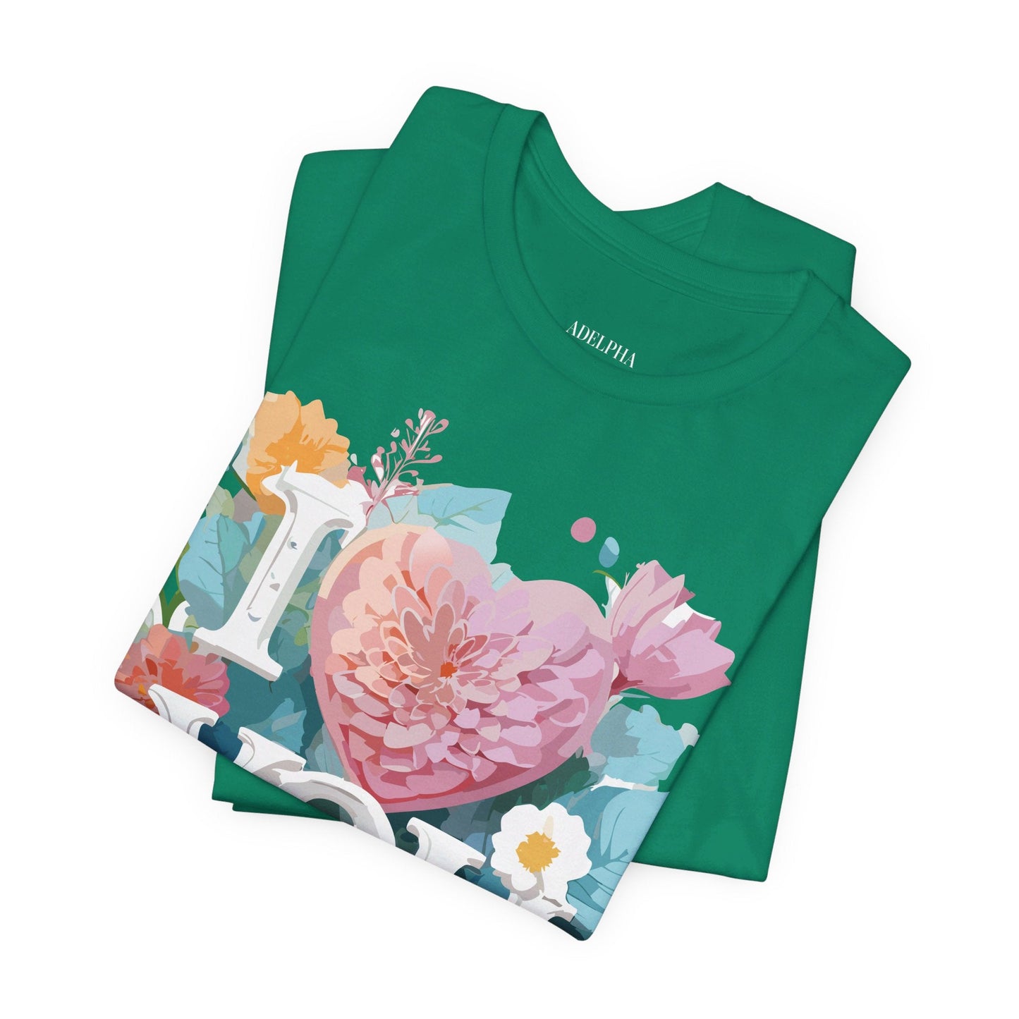 Valentine Day Graphic Unisex 100 Cotton Vintage Artwork with Love and Flower Design Tee 9