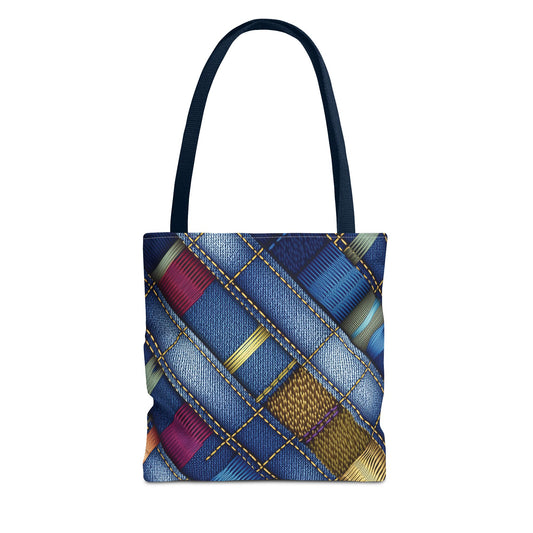 Denim Fabric Imitation Print Unisex Canvas Bag Poly Spun 3 Sizes Tote Bag 148