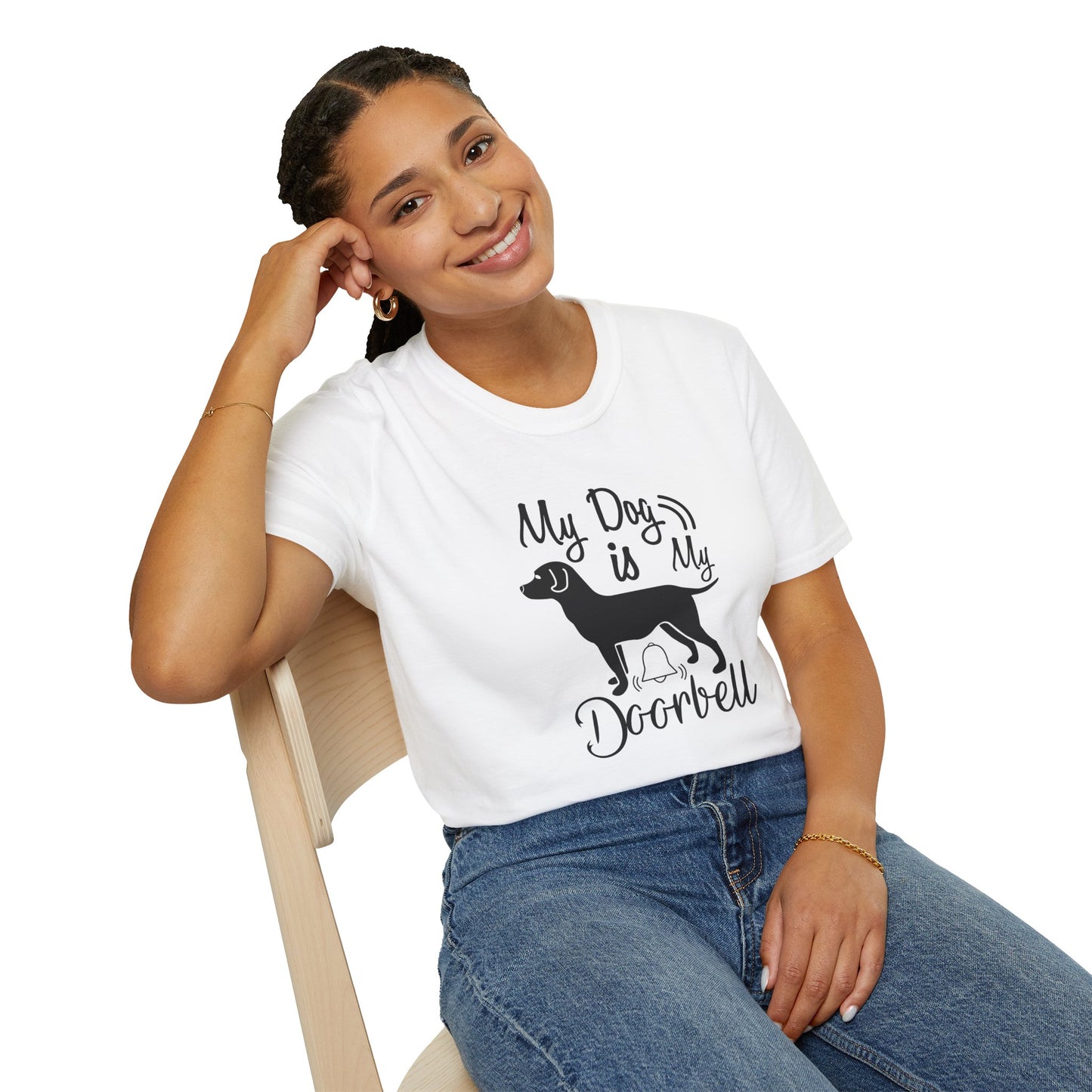 My Dog Is My Doorbell T-Shirt Unisex Cotton Short Sleeves Gildan Softstyle 64000 Funny Dog Lover Tee