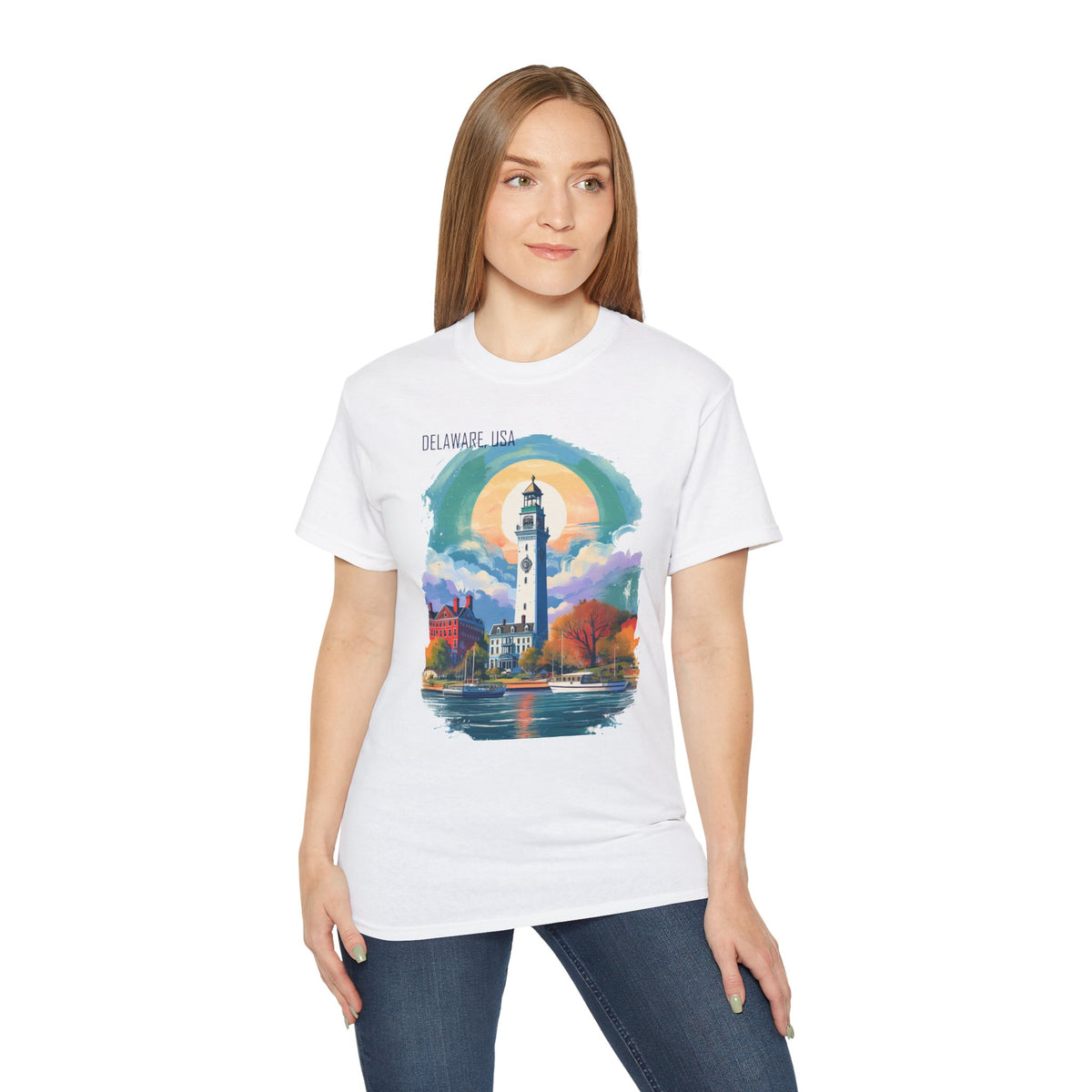Delaware State Graphic Unisex Ultra 100 Cotton Medium-Weight Classic Fit-Gildan 2000 -s12