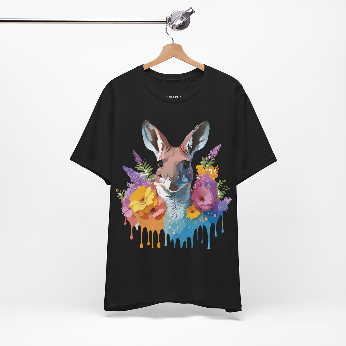 Kangaroo Graphic Unisex Cotton Bella+Canvas Tee with Art Animal Design e37