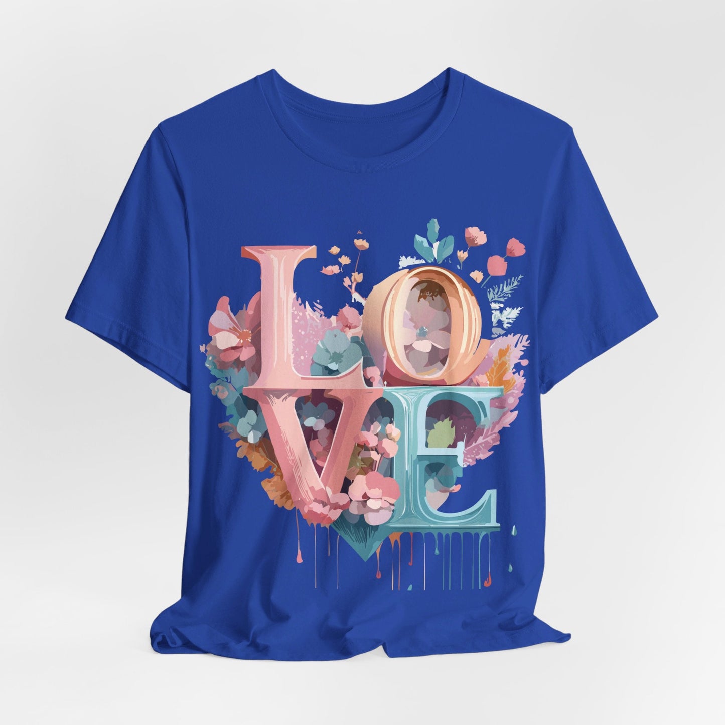 Valentine Day Graphic Unisex 100 Cotton Vintage Artwork with Love and Flower Design Tee 52