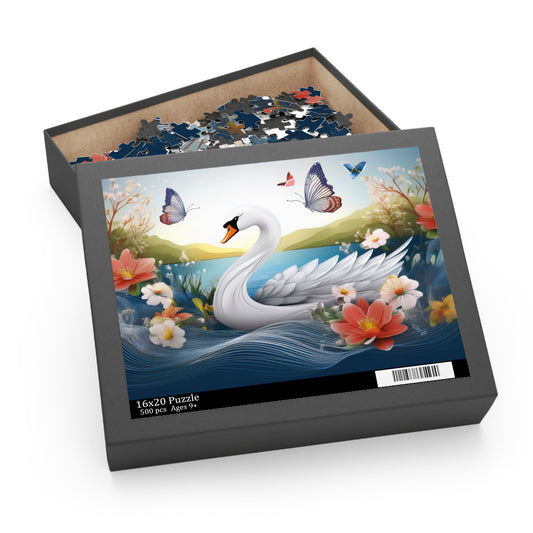 Puzzles-42 Kids Swan Puzzle 500-Piece  Floral Swan Puzzle 500-Piece, Birds Kids Puzzles Size: 16" x 20",  Ages 9+