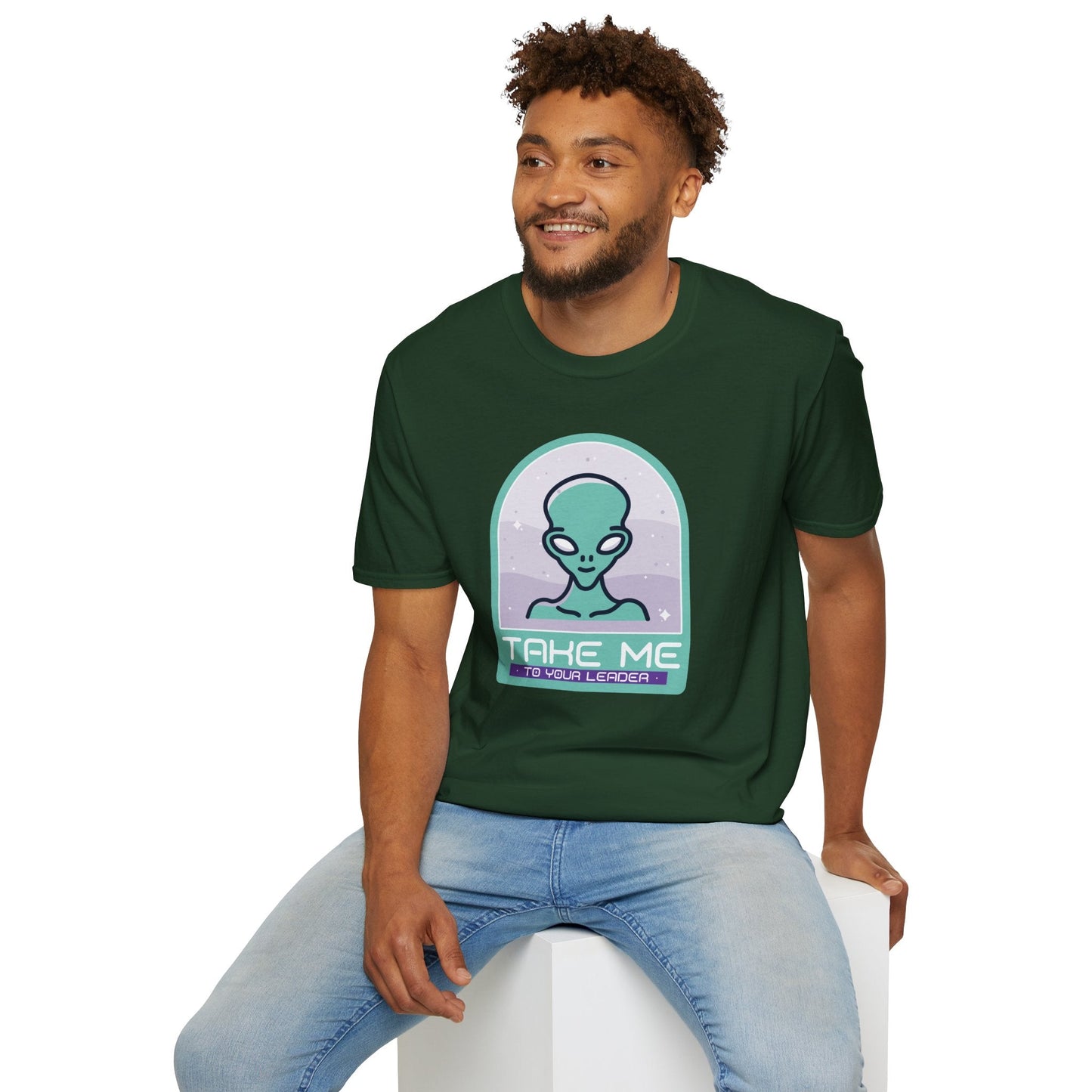 Alien Graphic TShirt  Take Me to Your Leader Retro Space Tee
