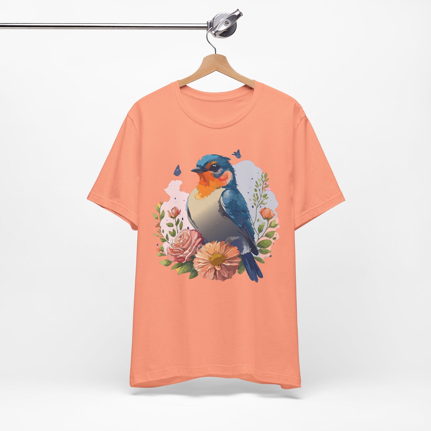 Floral Bird Tee, Animal Shirt, Bird Shirt, Floral Tee, Flower T-shirt, T-Shirt with Animal