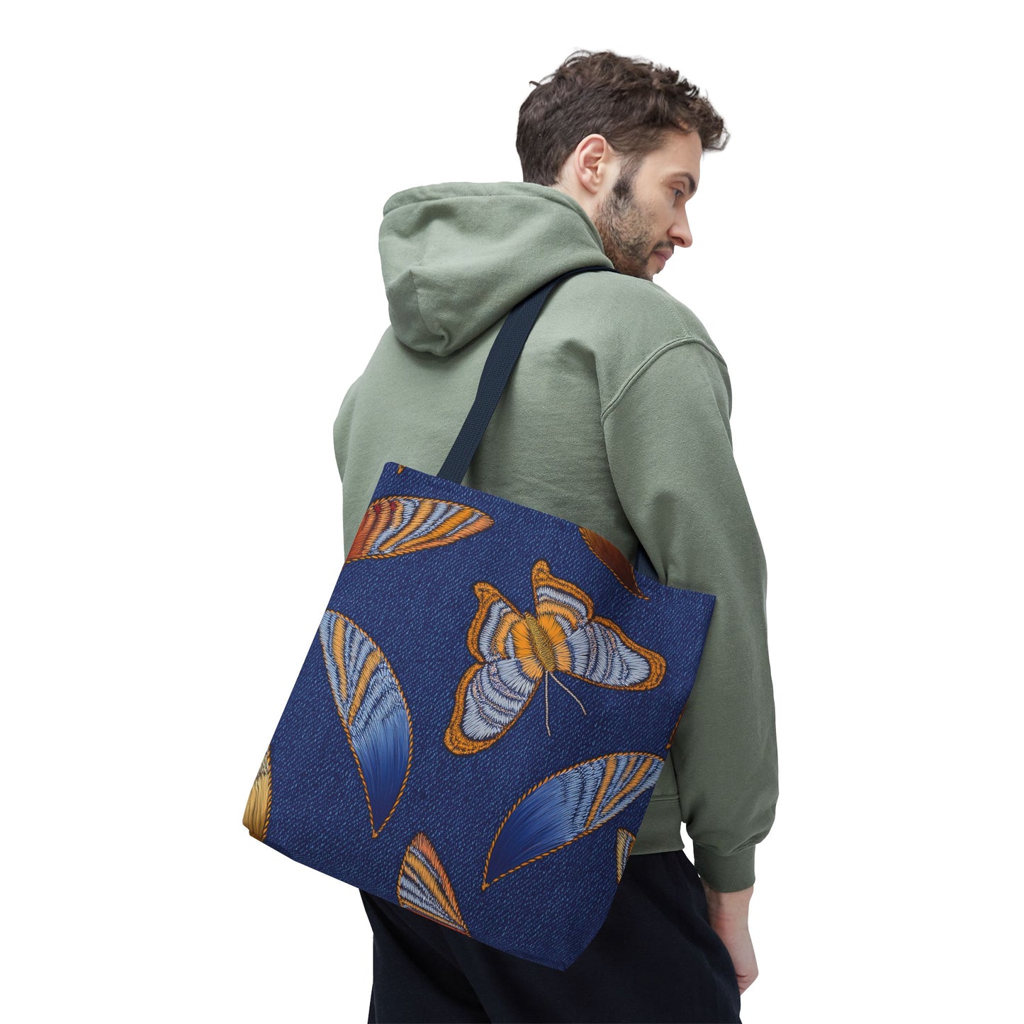 Denim Fabric Imitation Print Unisex Canvas Bag Poly Spun 3 Sizes Tote Bag 173