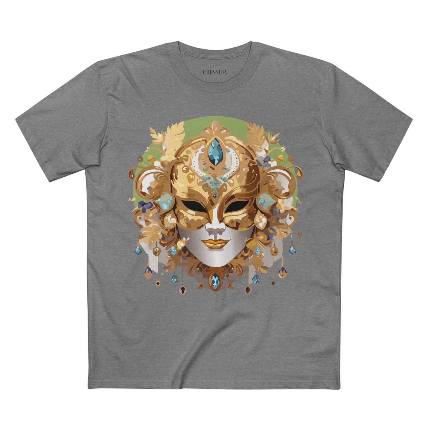 Carnival Mask Graphic T-Shirt Unisex 100 Cotton With Antique Gold Art Design Tee 11