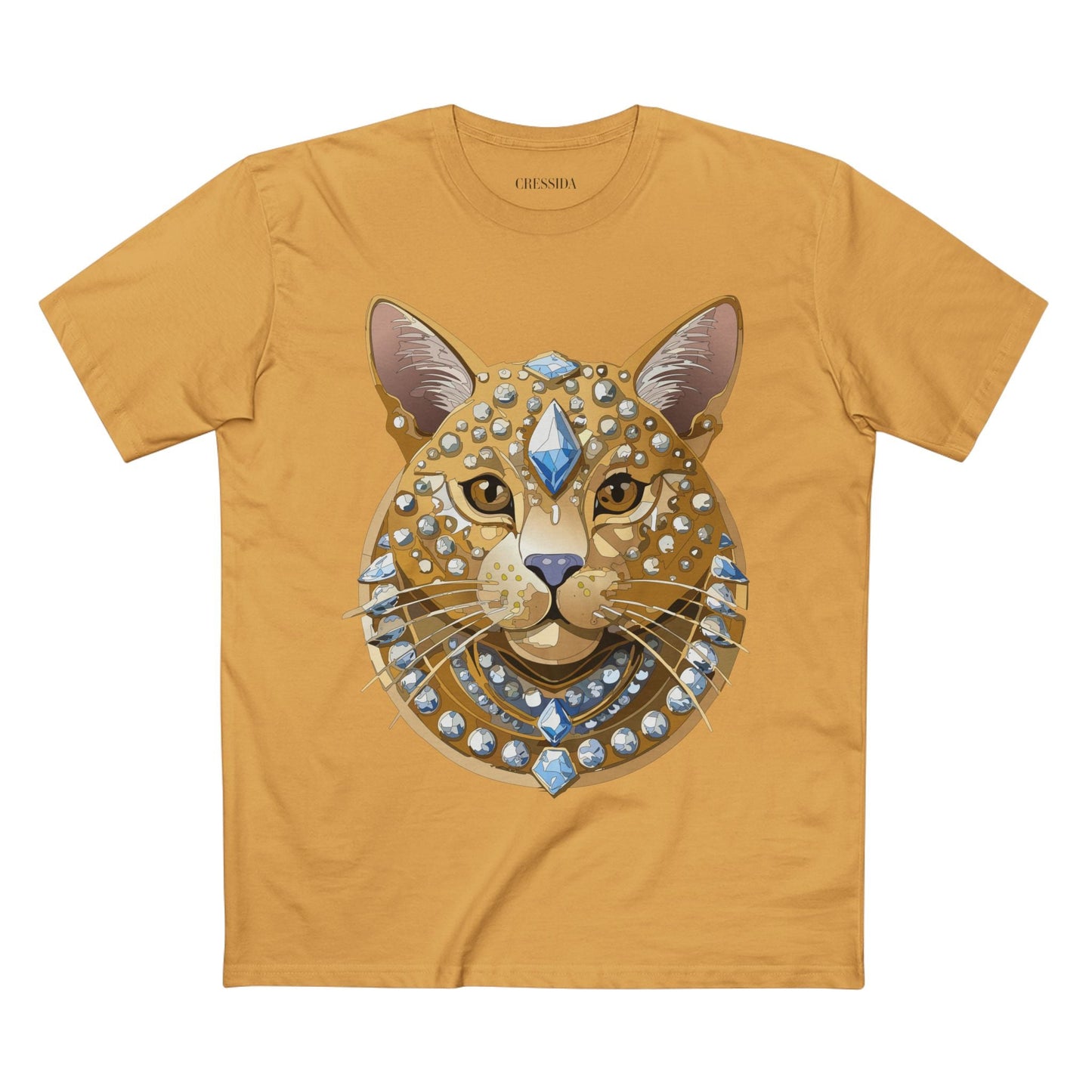 Cat Graphic Unisex 100 Cotton Tee With Unique Animal Golden Medallion Art Design 11