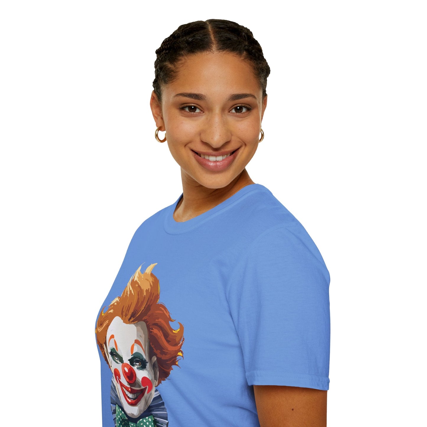 Clown Theme T Shirt Funny Man Circus Scary Man Unisex Gildan Softstyle Graphic Tee Everyday Wear