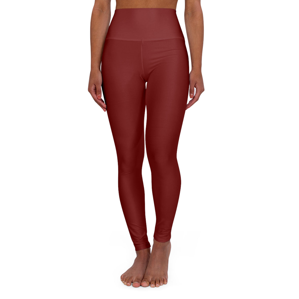 Maroon Red Color High-Waist Yoga Leggings Women's Seamless Poly-Span Stretchy Pants XS-2XL