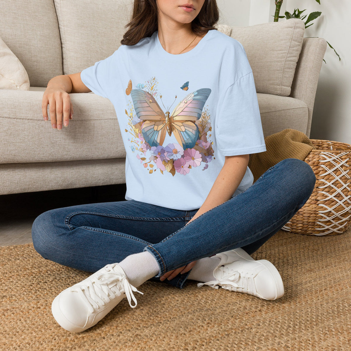 Butterfly Floral Tee — Pastel Garden Butterfly Graphic Tee Unisex 100 Cotton Gildan T-Shirt