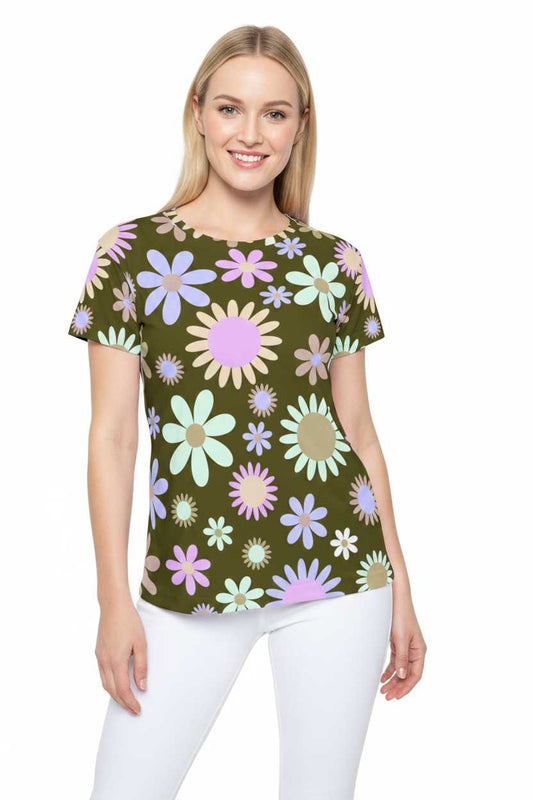 Women Poly Shirt with Floral Print F213