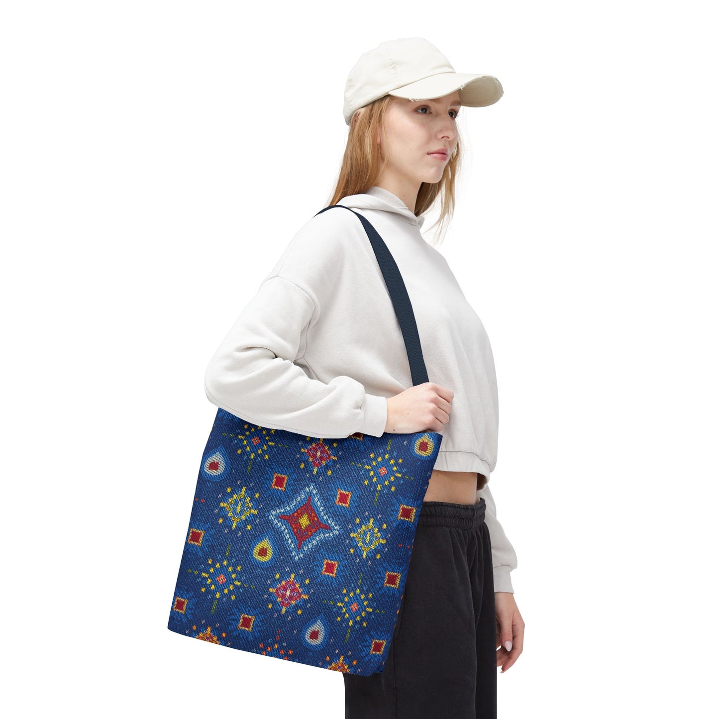 Diwali Graphic Denim Fabric Imitation Print Unisex Canvas Bag Poly Spun 3 Sizes Tote Bag 205-15