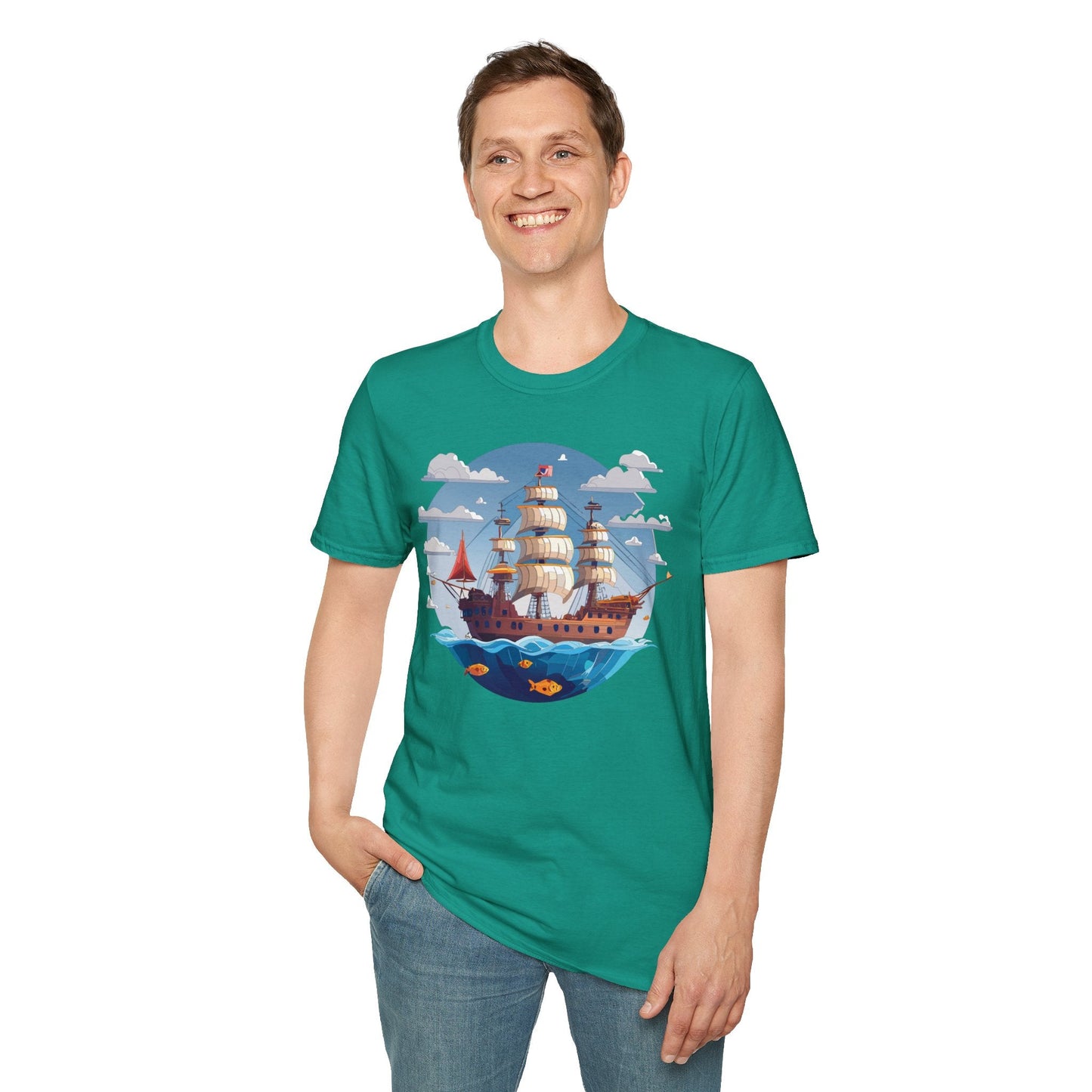 Ship T Shirts Frigate T Shirts Vessel Tee Shirt Unisex Softstyle Cotton Tee Gildan 64000