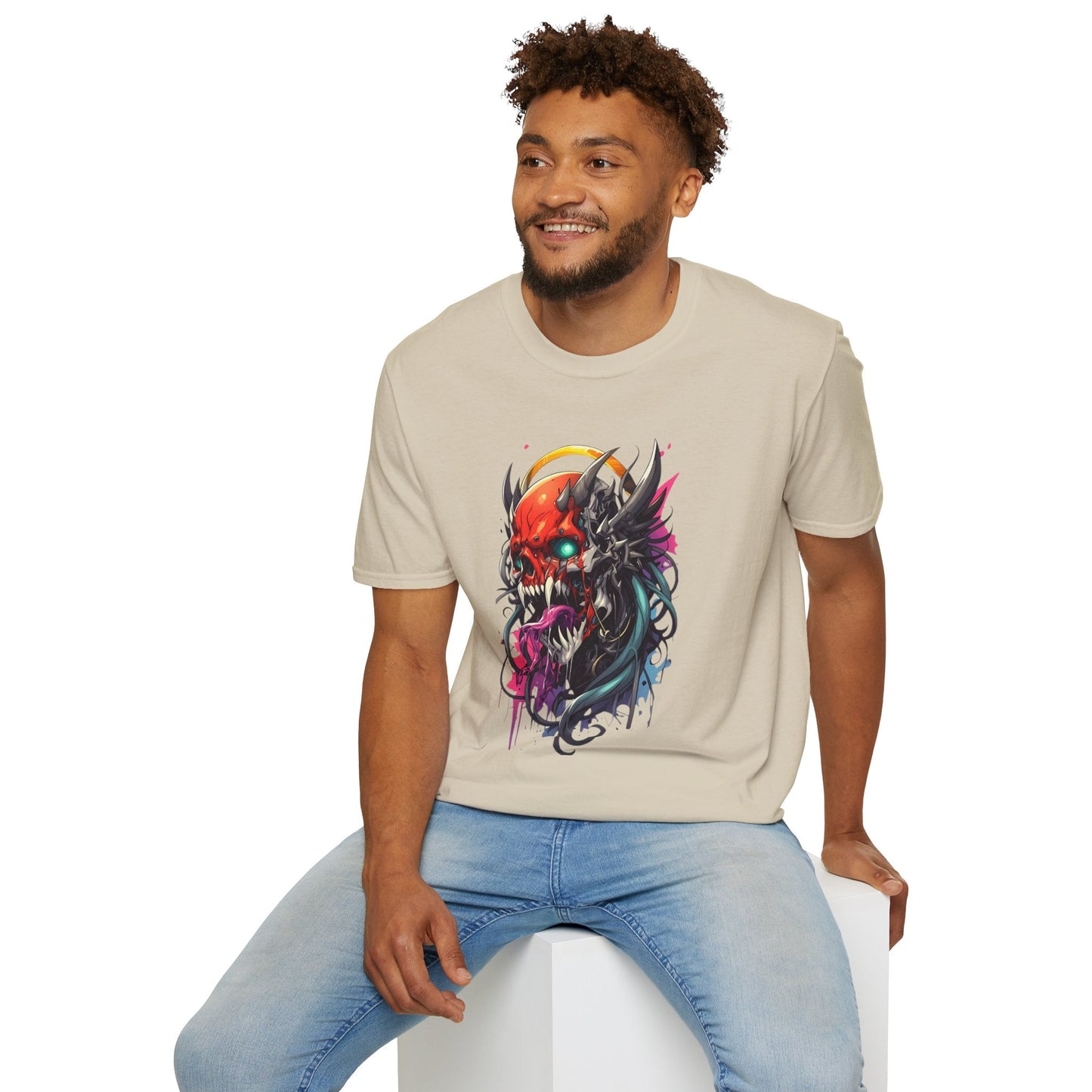 Skull Tee Shirt Unisex Skeleton Art Design Gildan Softstyle 64000 100 Percent Ring Spun Cotton