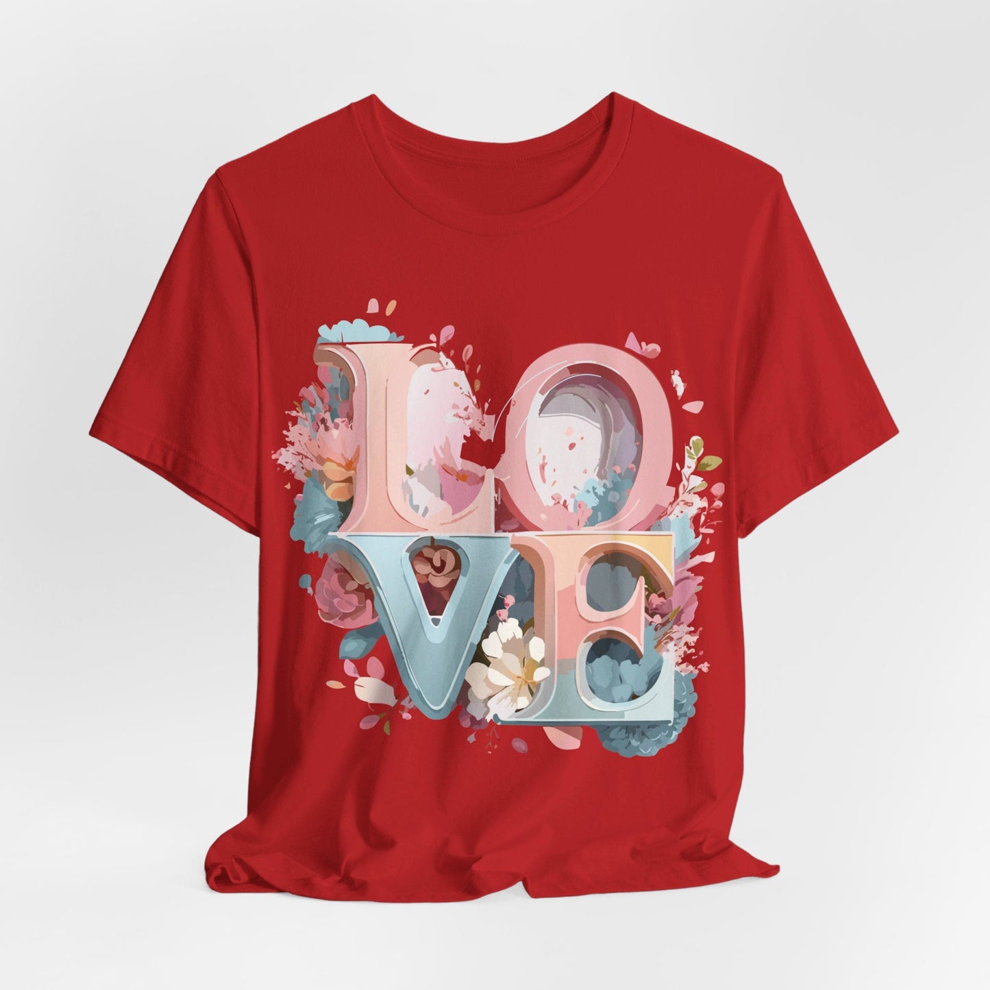 Valentine Day Graphic Unisex 100 Cotton Vintage Artwork with Love and Flower Design Tee 46