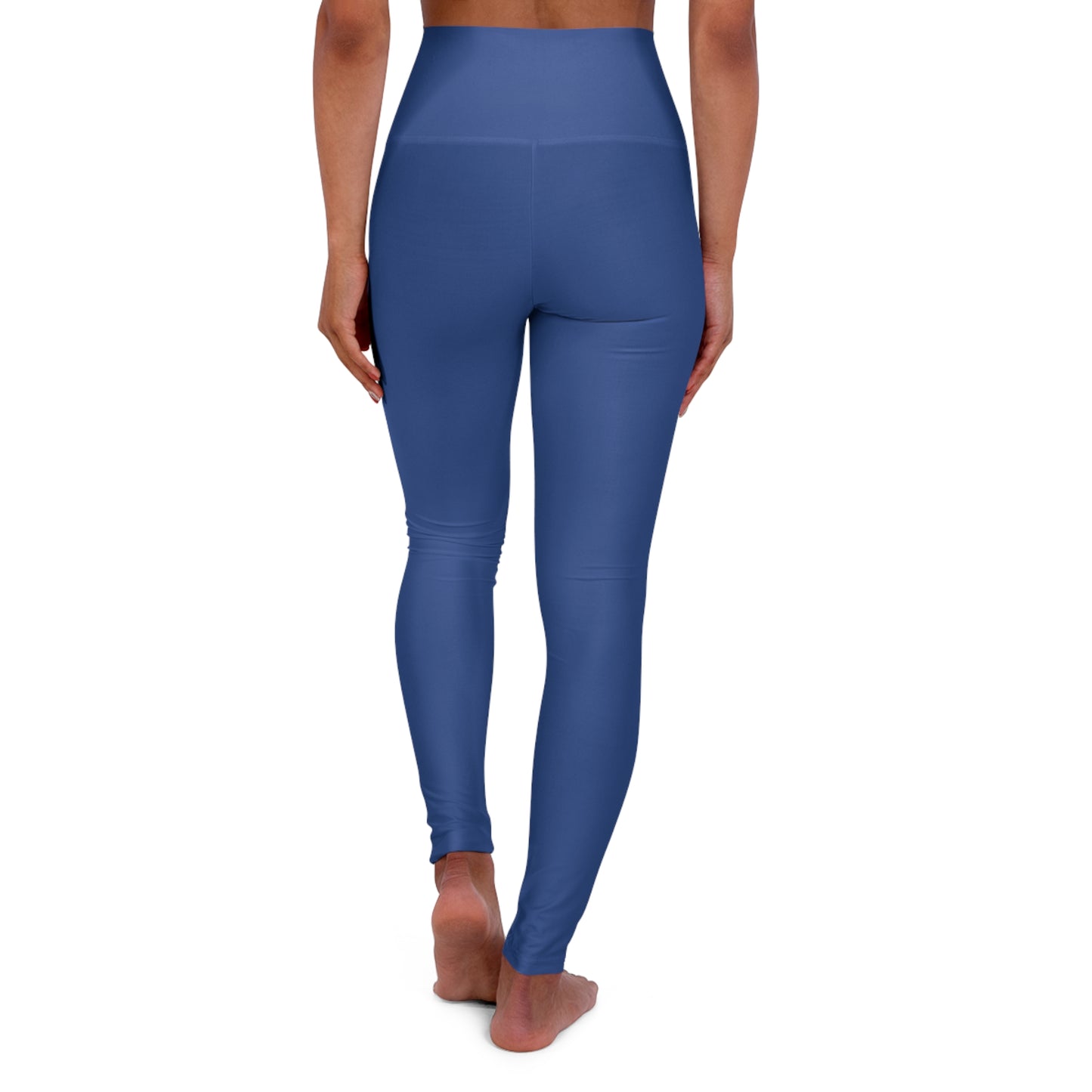 High-Waist Dusk Blue Yoga Leggings Women's Seamless Poly-Span Stretchy Comfortable Solid Blue Activewear for Pilates