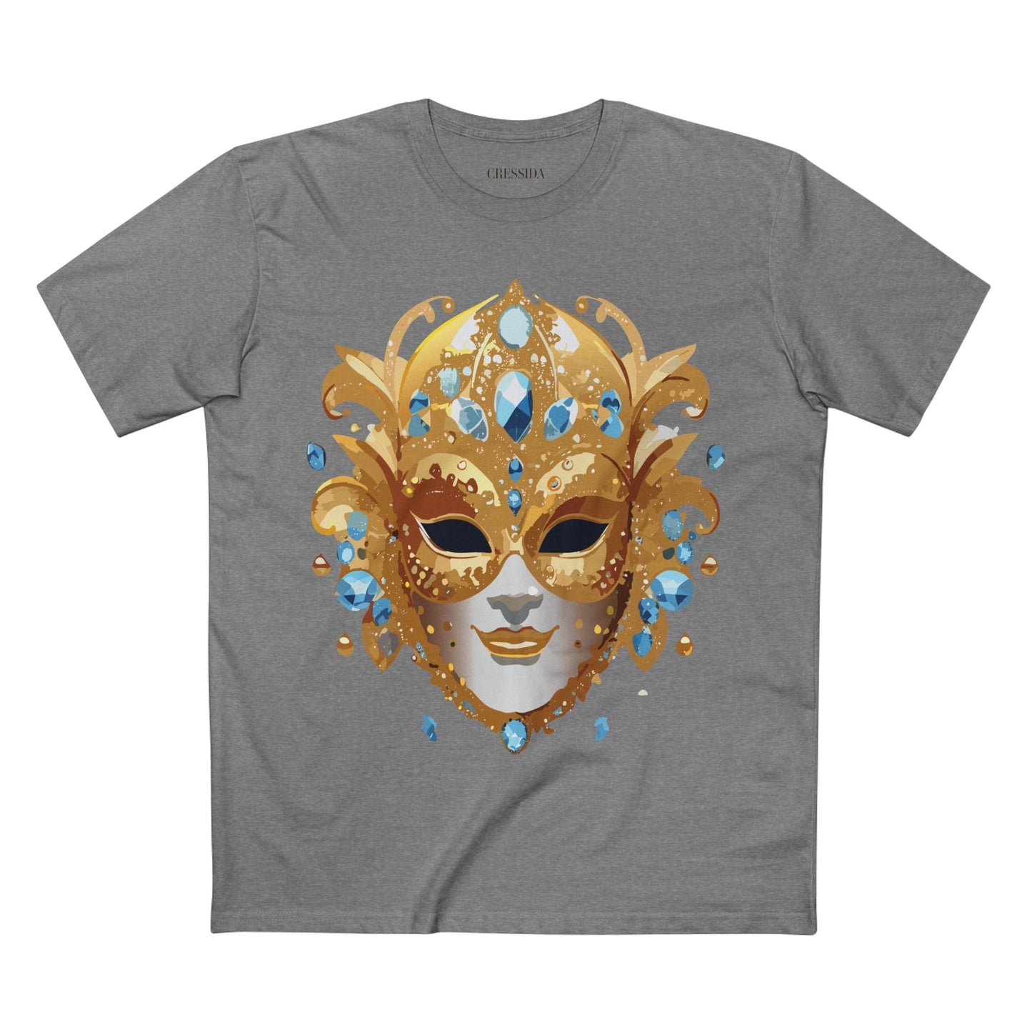 Carnival Mask Graphic T-Shirt Unisex 100 Cotton With Antique Gold Art Design Tee 21