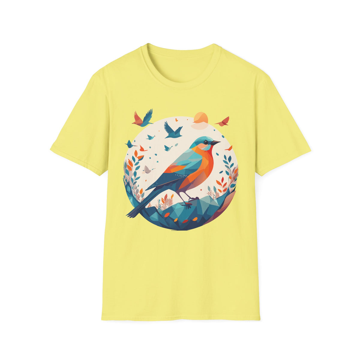 Colorful Geometric Bird T-Shirt | Vibrant Bird Illustration
