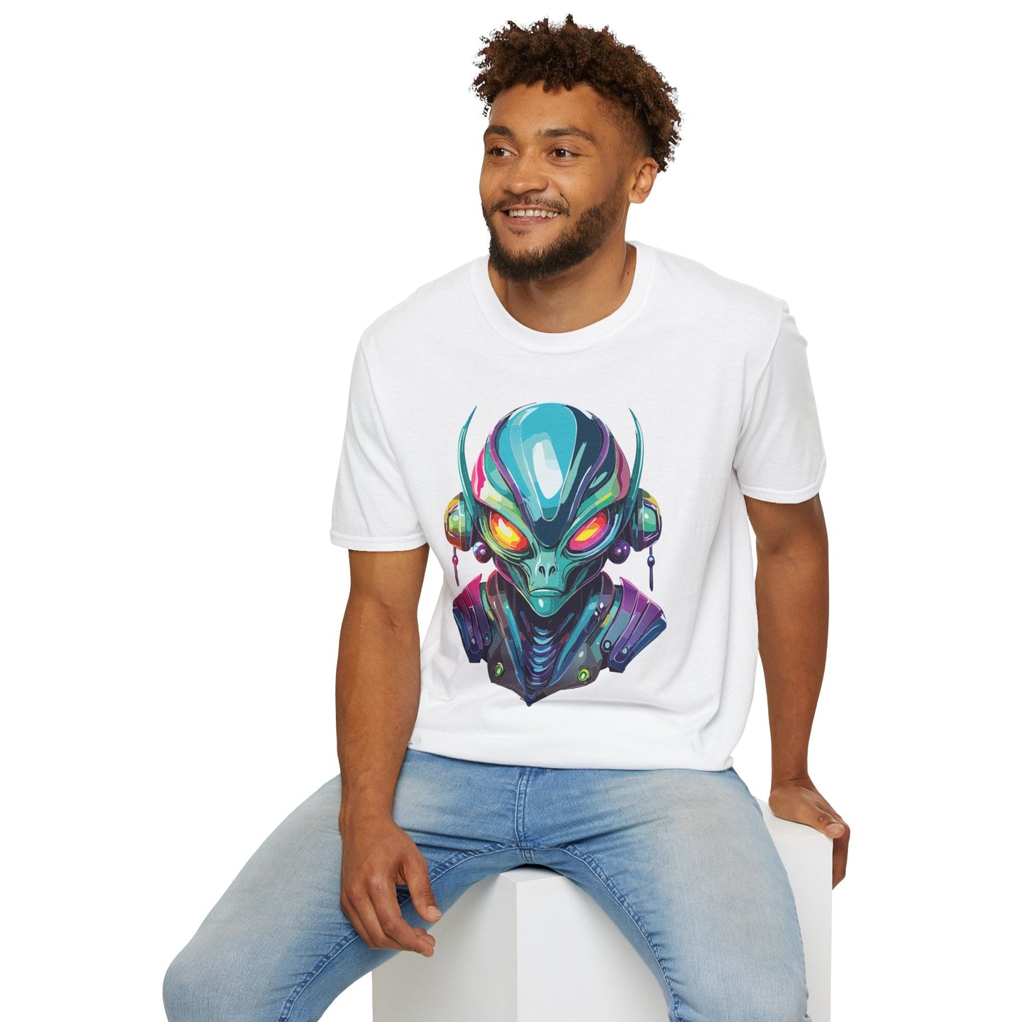 Alien Graphic Unisex Cotton Softstyle UFO Artwork Tee 1